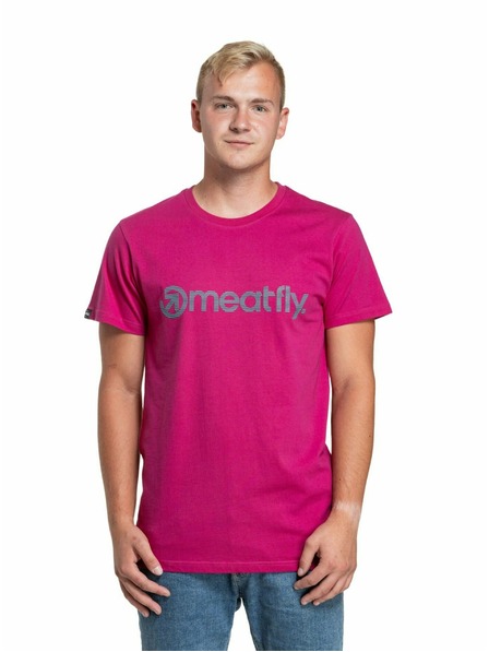 Meatfly Meatfly pánské tričko Striped Logo Magenta | Růžová | Velikost S | 100% bavlna
