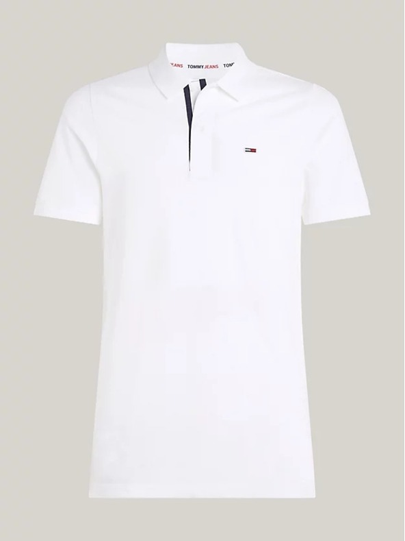 Tommy Jeans Pánská bílá polokošile Tommy Jeans Pure Organic Slim Fit Polo YBR White