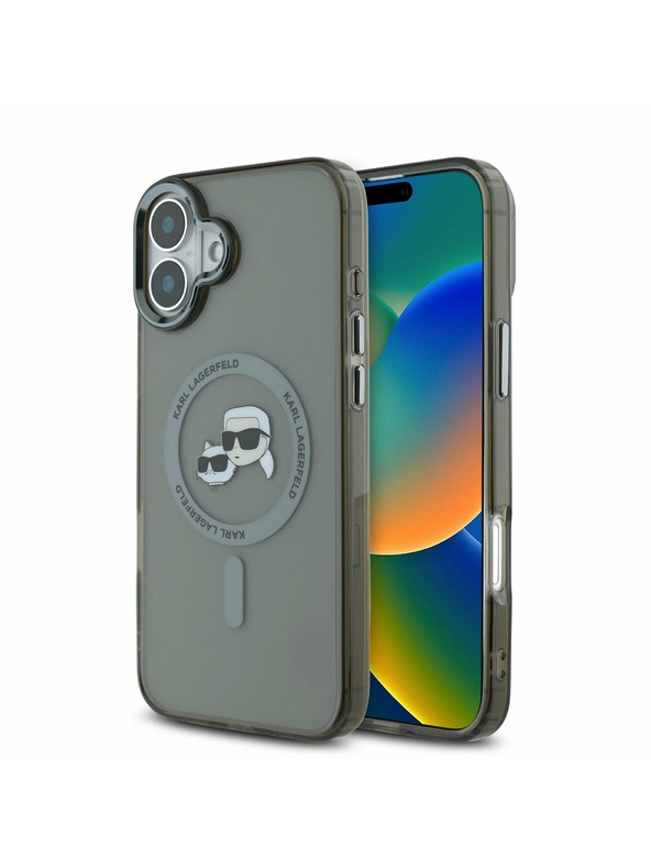 Karl Lagerfeld Karl Lagerfeld IML K&CH Heads Metal Frame MagSafe Zadní Kryt pro iPhone 16 Black
