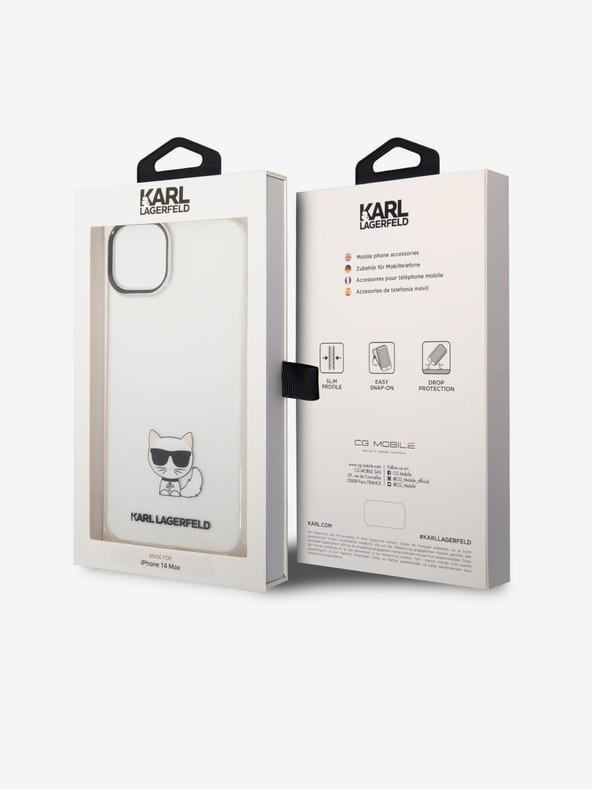 Karl Lagerfeld Karl Lagerfeld Choupette Logo Zadní Kryt pro iPhone 14 Plus Transparent