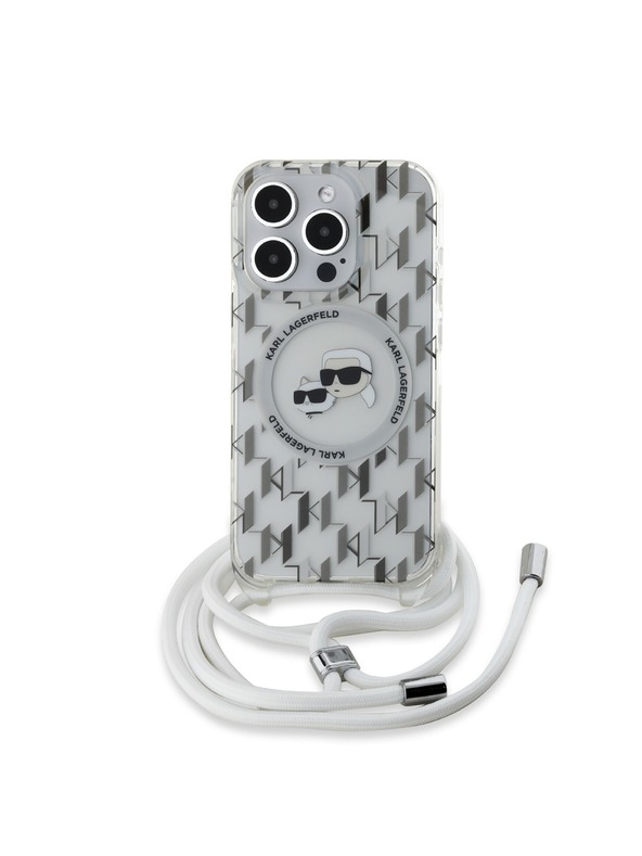 Karl Lagerfeld Karl Lagerfeld IML Monogram Crossbody K&CH Heads MagSafe Zadní Kryt pro iPhone 15 Pro Max Transparent