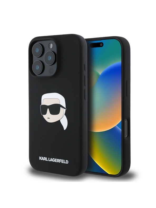 Karl Lagerfeld Karl Lagerfeld Liquid Silicone Karl Head MagSafe Zadní Kryt pro iPhone 16 Pro Black