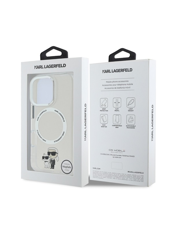 Karl Lagerfeld Karl Lagerfeld IML Karl and Choupette MagSafe Zadní Kryt pro iPhone 16 Pro Max Transparent