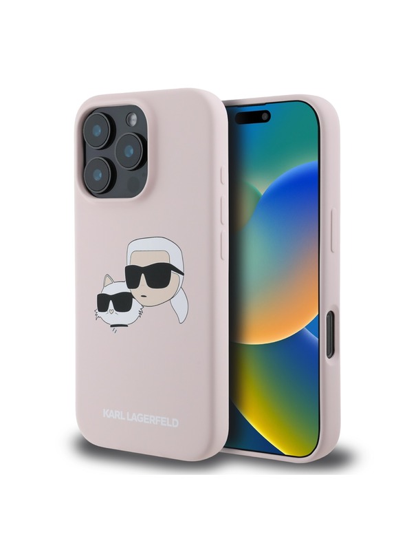 Karl Lagerfeld Karl Lagerfeld Liquid Silicone Double Heads MagSafe Zadní Kryt pro iPhone 16 Pro Max Pink