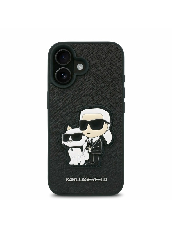 Karl Lagerfeld Karl Lagerfeld PU Saffiano Karl and Choupette Zadní Kryt pro iPhone 16 Plus Black
