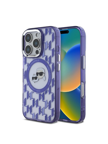 Karl Lagerfeld Karl Lagerfeld IML Monogram K&CH Heads MagSafe Zadní Kryt pro iPhone 16 Pro Max Purple