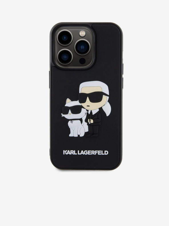Karl Lagerfeld Karl Lagerfeld 3D Rubber Karl and Choupette Zadní Kryt pro iPhone 15 Pro Black