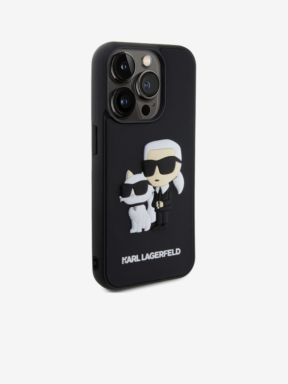 Karl Lagerfeld Karl Lagerfeld 3D Rubber Karl and Choupette Zadní Kryt pro iPhone 15 Pro Black