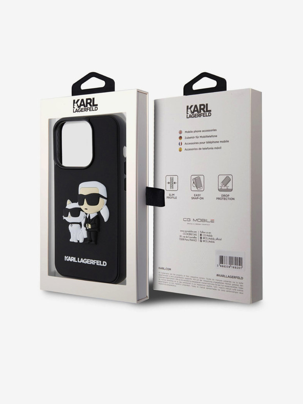 Karl Lagerfeld Karl Lagerfeld 3D Rubber Karl and Choupette Zadní Kryt pro iPhone 15 Pro Black