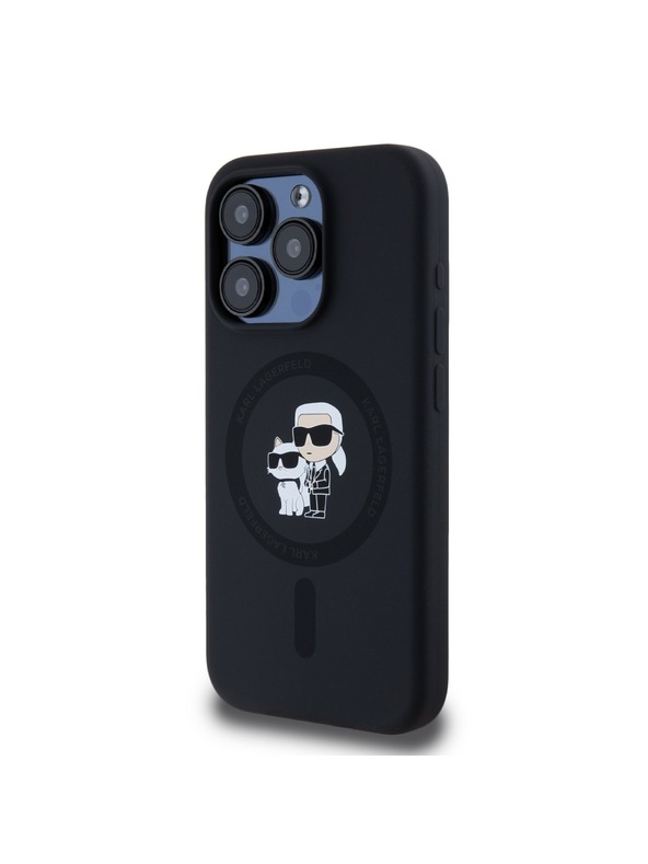 Karl Lagerfeld Karl Lagerfeld Liquid Silicone Karl and Choupette Magsafe Zadní Kryt pro iPhone 15 Pro Black