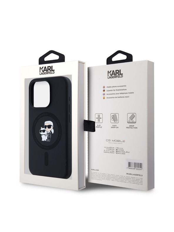 Karl Lagerfeld Karl Lagerfeld Liquid Silicone Karl and Choupette Magsafe Zadní Kryt pro iPhone 15 Pro Black