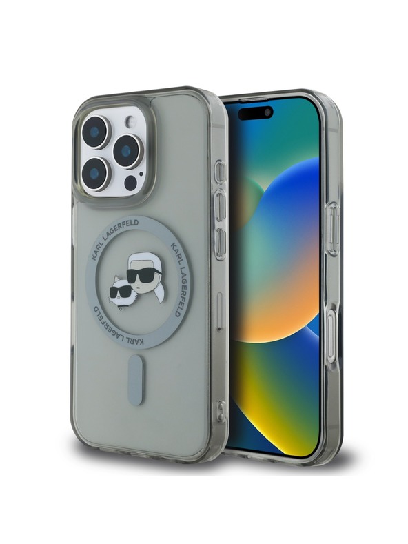 Karl Lagerfeld Karl Lagerfeld IML K&CH Heads Metal Frame MagSafe Zadní Kryt pro iPhone 16 Pro Max Black