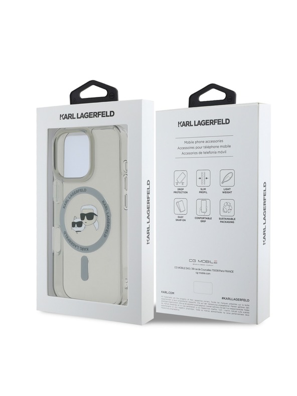 Karl Lagerfeld Karl Lagerfeld IML K&CH Heads Metal Frame MagSafe Zadní Kryt pro iPhone 16 Pro Max Black