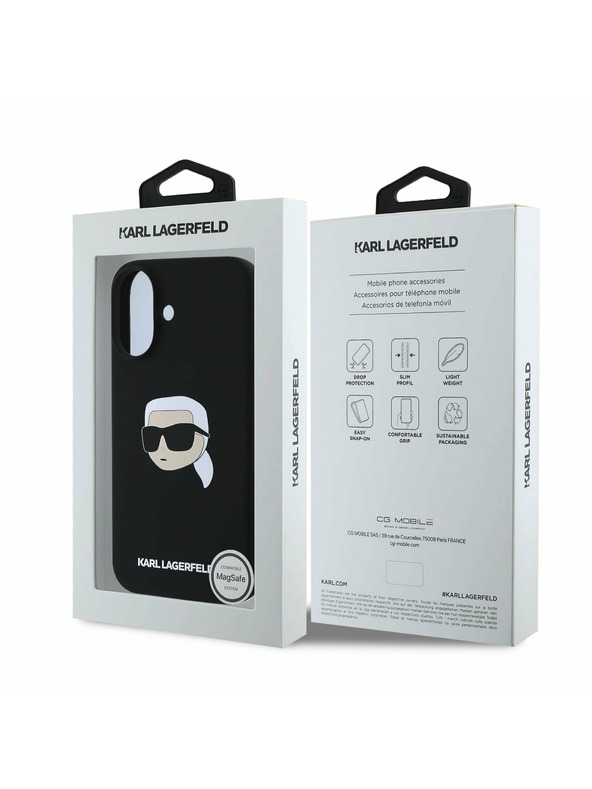 Karl Lagerfeld Karl Lagerfeld Liquid Silicone Karl Head MagSafe Zadní Kryt pro iPhone 16 Black