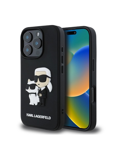 Karl Lagerfeld Karl Lagerfeld PU Saffiano Karl and Choupette Zadní Kryt pro iPhone 16 Pro Black