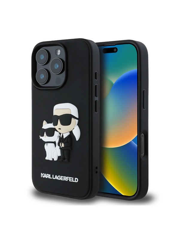 Karl Lagerfeld Karl Lagerfeld PU Saffiano Karl and Choupette Zadní Kryt pro iPhone 16 Pro Black