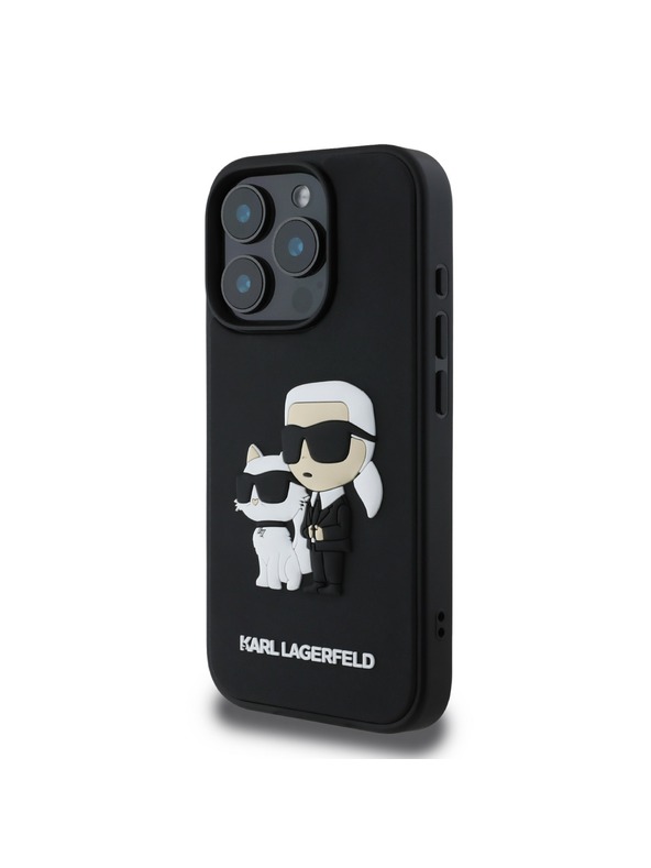 Karl Lagerfeld Karl Lagerfeld PU Saffiano Karl and Choupette Zadní Kryt pro iPhone 16 Pro Black