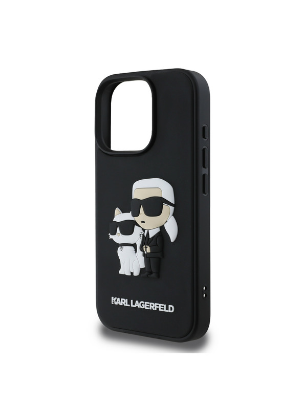 Karl Lagerfeld Karl Lagerfeld PU Saffiano Karl and Choupette Zadní Kryt pro iPhone 16 Pro Black
