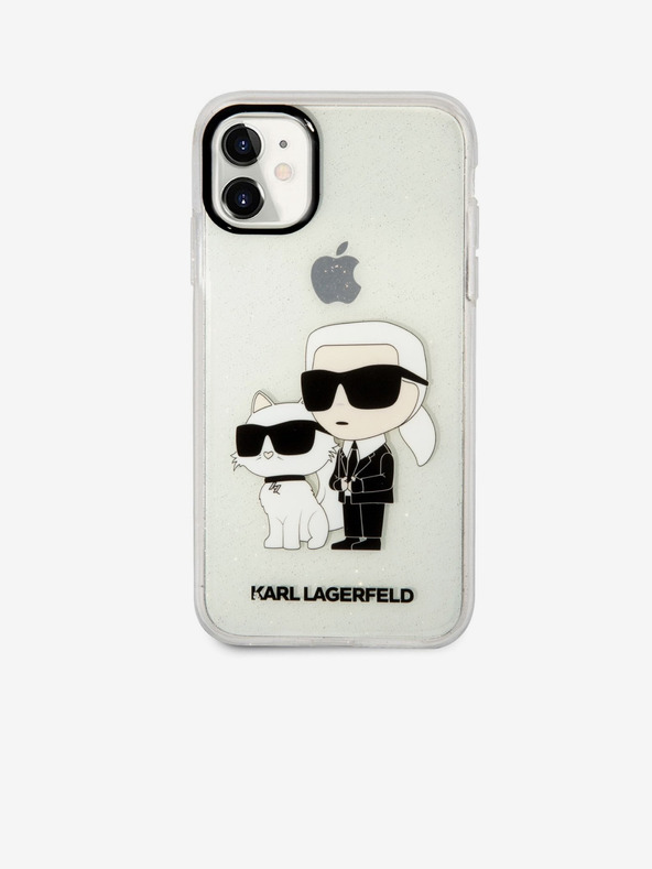 Karl Lagerfeld IML Glitter Karl and Choupette NFT Zadní Kryt pro iPhone 11 Transparent Karl Lagerfeld