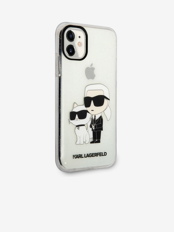 Karl Lagerfeld IML Glitter Karl and Choupette NFT Zadní Kryt pro iPhone 11 Transparent Karl Lagerfeld