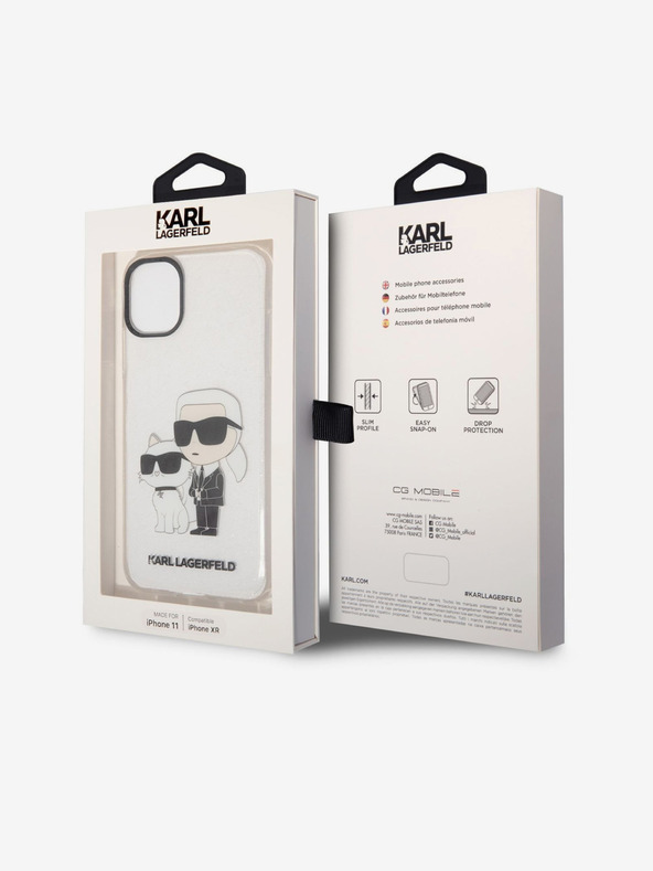 Karl Lagerfeld IML Glitter Karl and Choupette NFT Zadní Kryt pro iPhone 11 Transparent Karl Lagerfeld