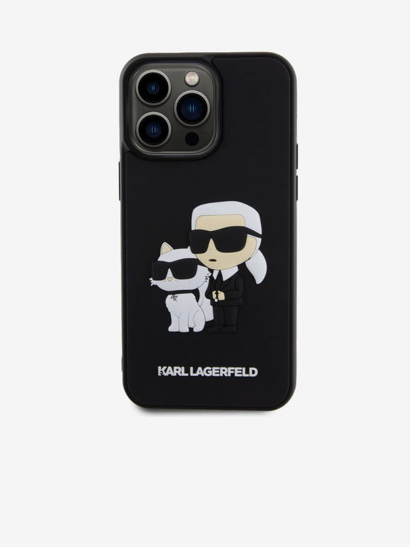 Karl Lagerfeld 3D Rubber Karl and Choupette Zadní Kryt pro iPhone 15 Pro Max Black Karl Lagerfeld