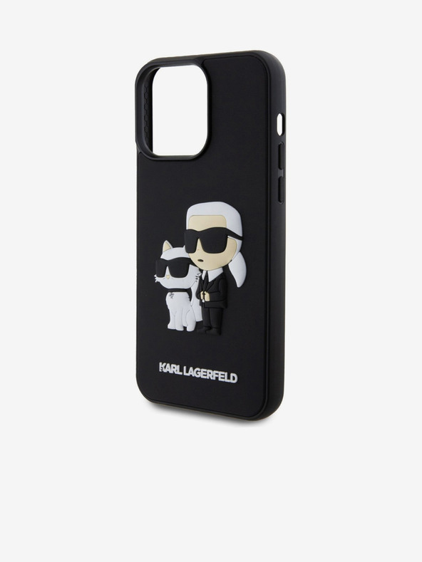 Karl Lagerfeld 3D Rubber Karl and Choupette Zadní Kryt pro iPhone 15 Pro Max Black Karl Lagerfeld
