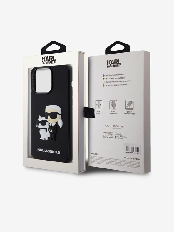 Karl Lagerfeld 3D Rubber Karl and Choupette Zadní Kryt pro iPhone 15 Pro Max Black Karl Lagerfeld