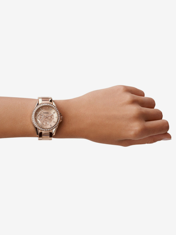 Fossil Růžovozlaté dámské hodinky Fossil Riley