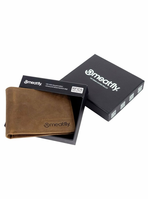 Meatfly Meatfly kožená peněženka Eliot Premium Oak | Hnědá | Velikost
