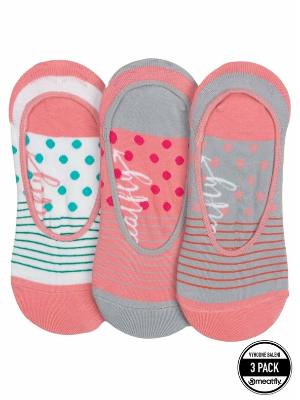 Meatfly Meatfly ponožky Low Socks Triple Pack Grey Stripe | Šedá | Velikost