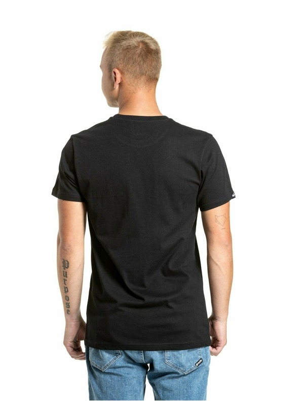 Meatfly Meatfly pánské tričko Striped Logo Black | Černá | Velikost S | 100% bavlna