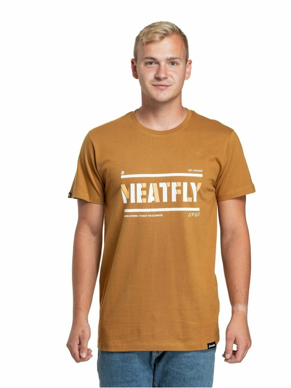 Meatfly Meatfly pánské tričko Rele Gold Brown | Hnědá | Velikost
