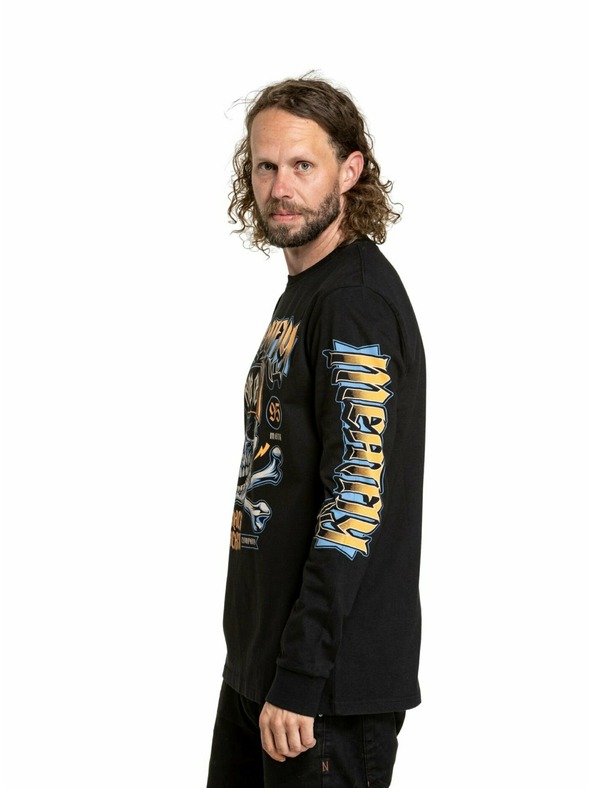 Meatfly Meatfly pánské tričko s dlouhým rukávem Crossbones Black | Černá | Velikost