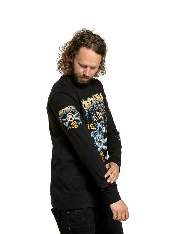 Meatfly Meatfly pánské tričko s dlouhým rukávem Crossbones Black | Černá | Velikost