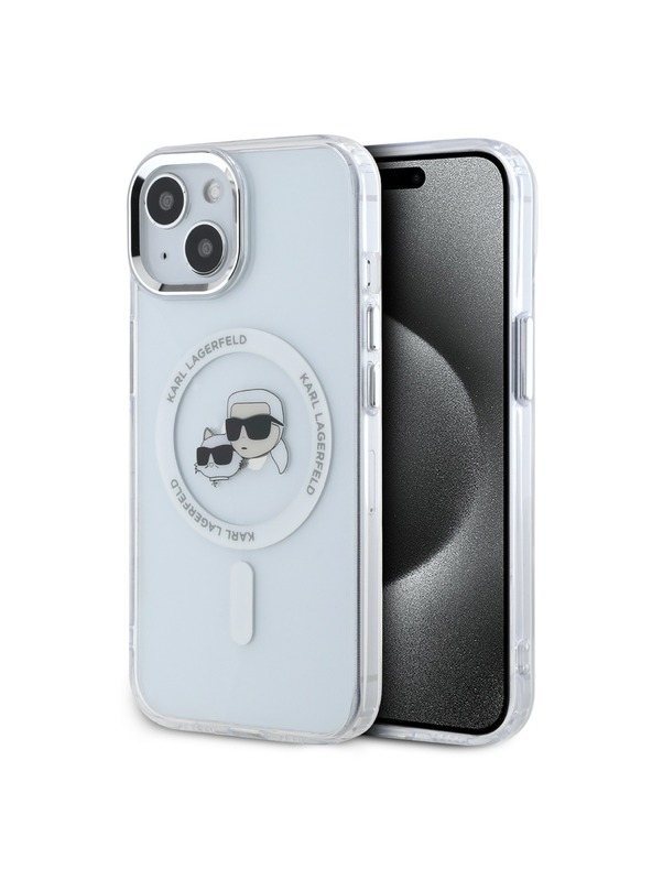 Karl Lagerfeld Karl Lagerfeld IML K&CH Heads Metal Frame MagSafe Zadní Kryt pro iPhone 14 Transparent