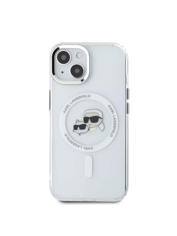Karl Lagerfeld Karl Lagerfeld IML K&CH Heads Metal Frame MagSafe Zadní Kryt pro iPhone 14 Transparent
