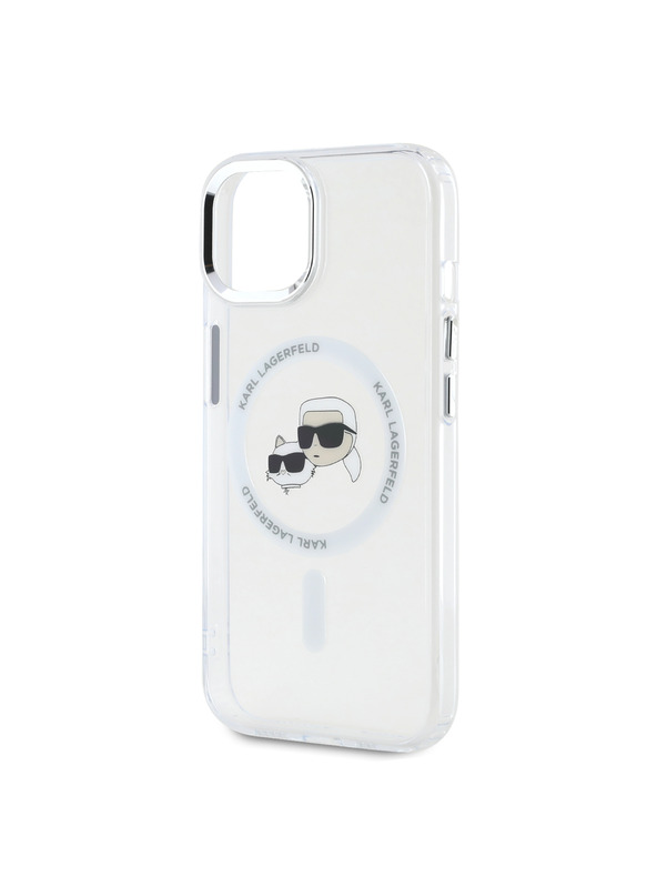Karl Lagerfeld Karl Lagerfeld IML K&CH Heads Metal Frame MagSafe Zadní Kryt pro iPhone 14 Transparent