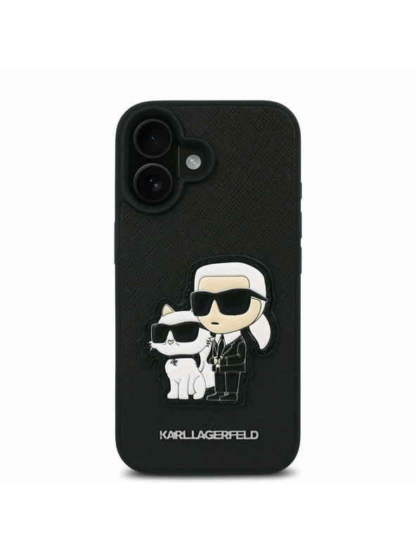 Karl Lagerfeld Karl Lagerfeld PU Saffiano Karl and Choupette Zadní Kryt pro iPhone 16 Black