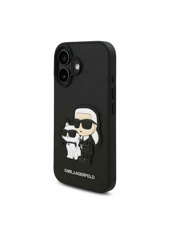 Karl Lagerfeld Karl Lagerfeld PU Saffiano Karl and Choupette Zadní Kryt pro iPhone 16 Black