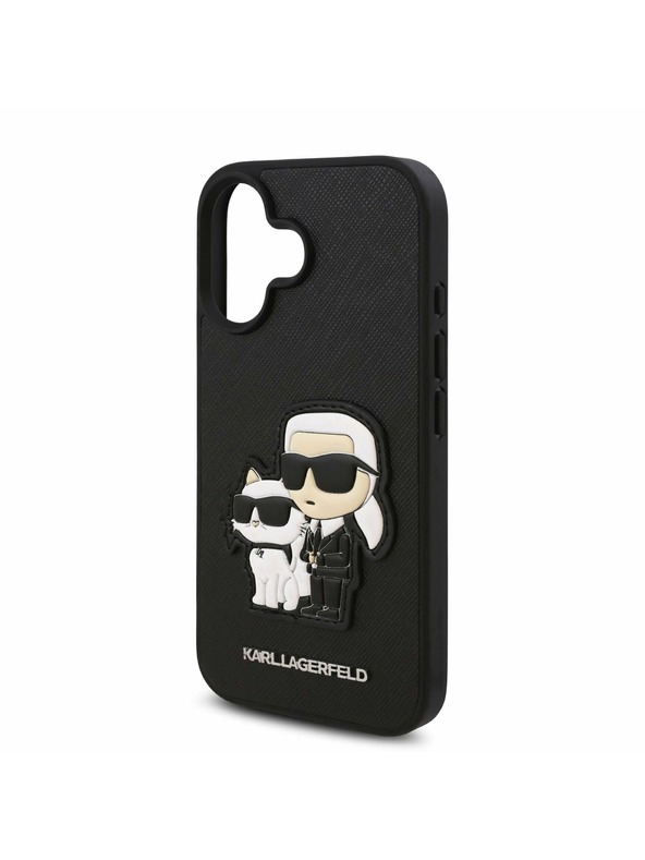 Karl Lagerfeld Karl Lagerfeld PU Saffiano Karl and Choupette Zadní Kryt pro iPhone 16 Black