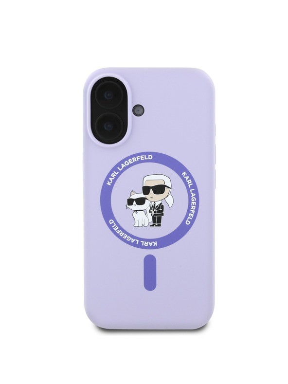 Karl Lagerfeld Karl Lagerfeld Liquid Silicone Karl and Choupette MagSafe Zadní Kryt pro iPhone 16 Purple