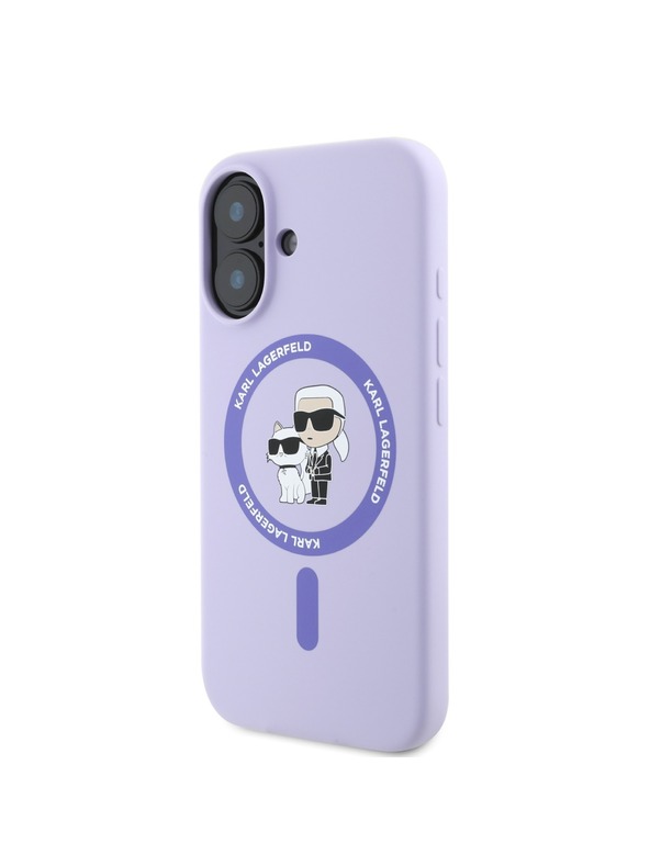 Karl Lagerfeld Karl Lagerfeld Liquid Silicone Karl and Choupette MagSafe Zadní Kryt pro iPhone 16 Purple