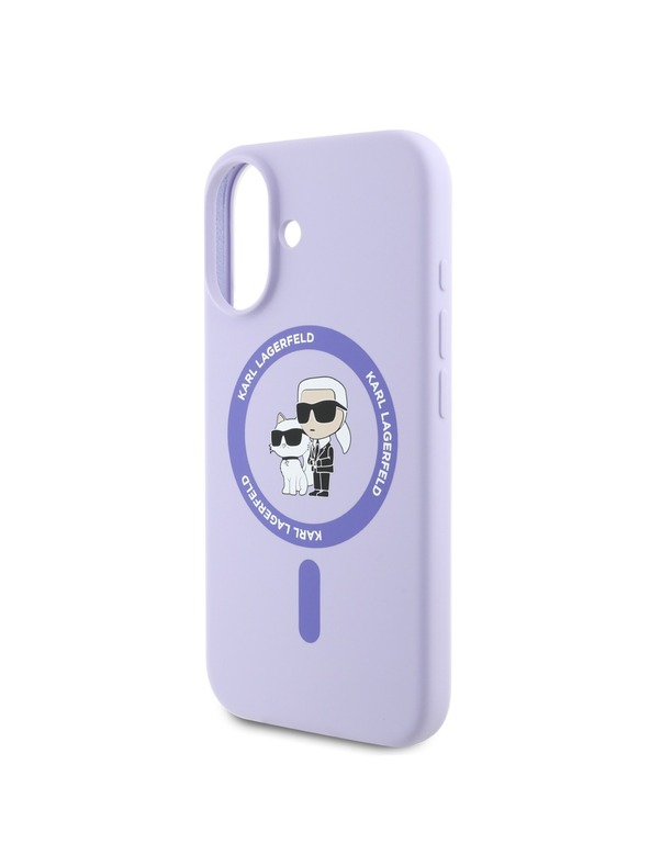 Karl Lagerfeld Karl Lagerfeld Liquid Silicone Karl and Choupette MagSafe Zadní Kryt pro iPhone 16 Purple