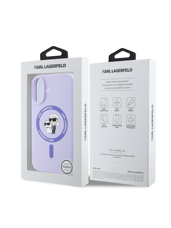 Karl Lagerfeld Karl Lagerfeld Liquid Silicone Karl and Choupette MagSafe Zadní Kryt pro iPhone 16 Purple