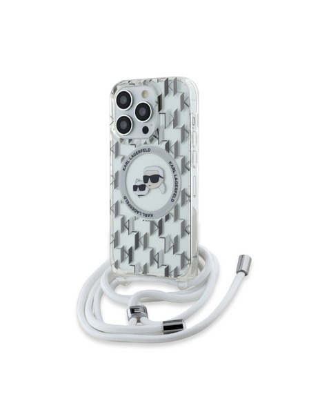 Karl Lagerfeld Karl Lagerfeld IML Monogram Crossbody K&CH Heads MagSafe Zadní Kryt pro iPhone 14 Pro Transparent