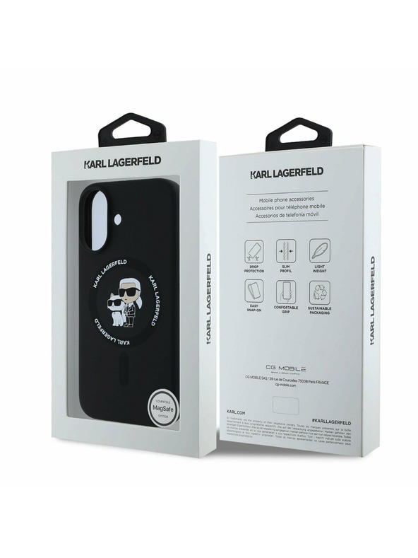Karl Lagerfeld Karl Lagerfeld Liquid Silicone Karl and Choupette MagSafe Zadní Kryt pro iPhone 16 Black