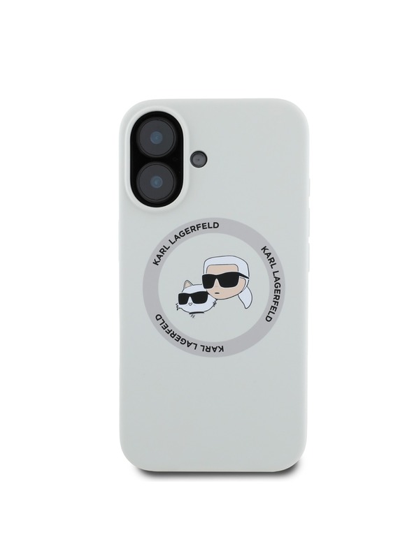 Karl Lagerfeld Karl Lagerfeld Liquid Silicone K&CH Heads MagSafe Zadní Kryt pro iPhone 16 Beige