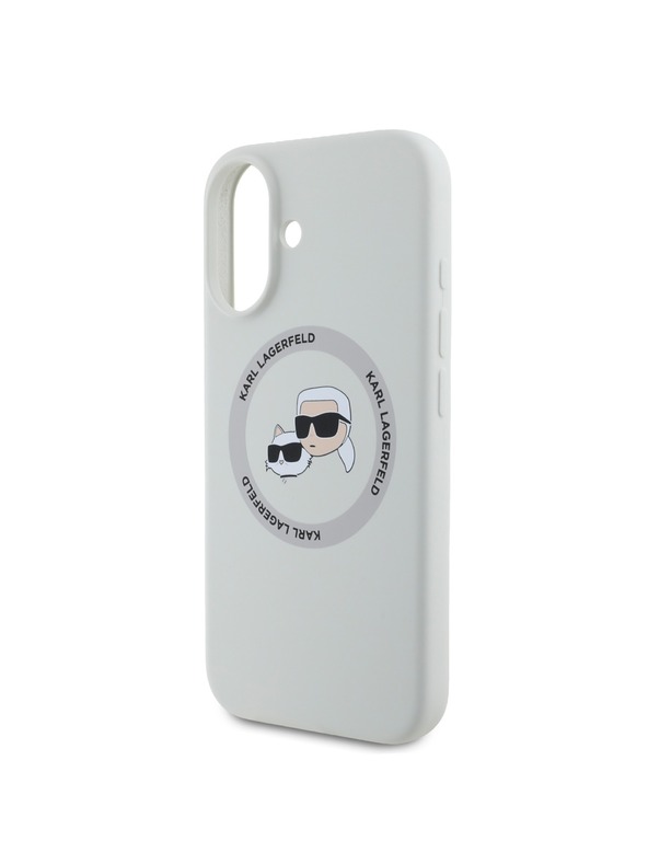 Karl Lagerfeld Karl Lagerfeld Liquid Silicone K&CH Heads MagSafe Zadní Kryt pro iPhone 16 Beige