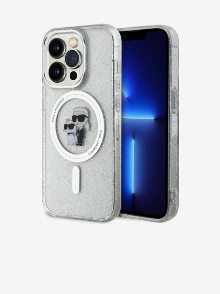 Karl Lagerfeld Karl Lagerfeld IML Glitter Karl and Choupette MagSafe Zadní Kryt pro iPhone 15 Pro Transparent